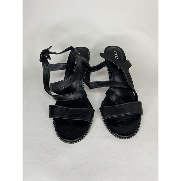 Coach Black Leather Open Toe Ankle Strap Heel Sandals Women Sz 7.5B US/38EU - Picture 11 of 13